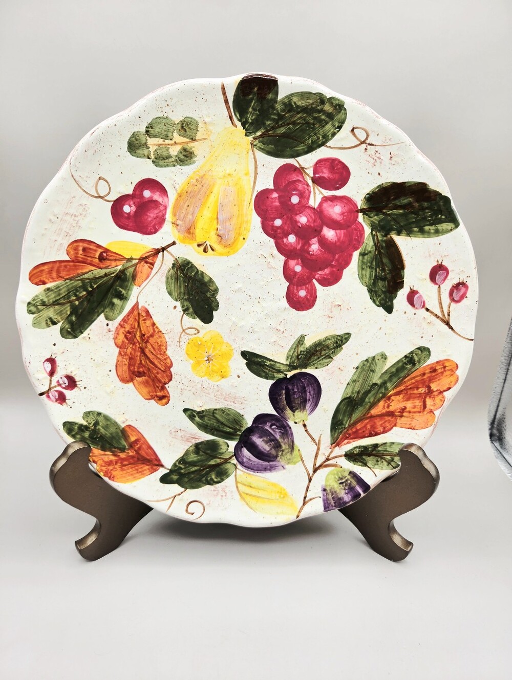 Certified International Hand-Painted  Textured Fruit Ceramic Serving Plate